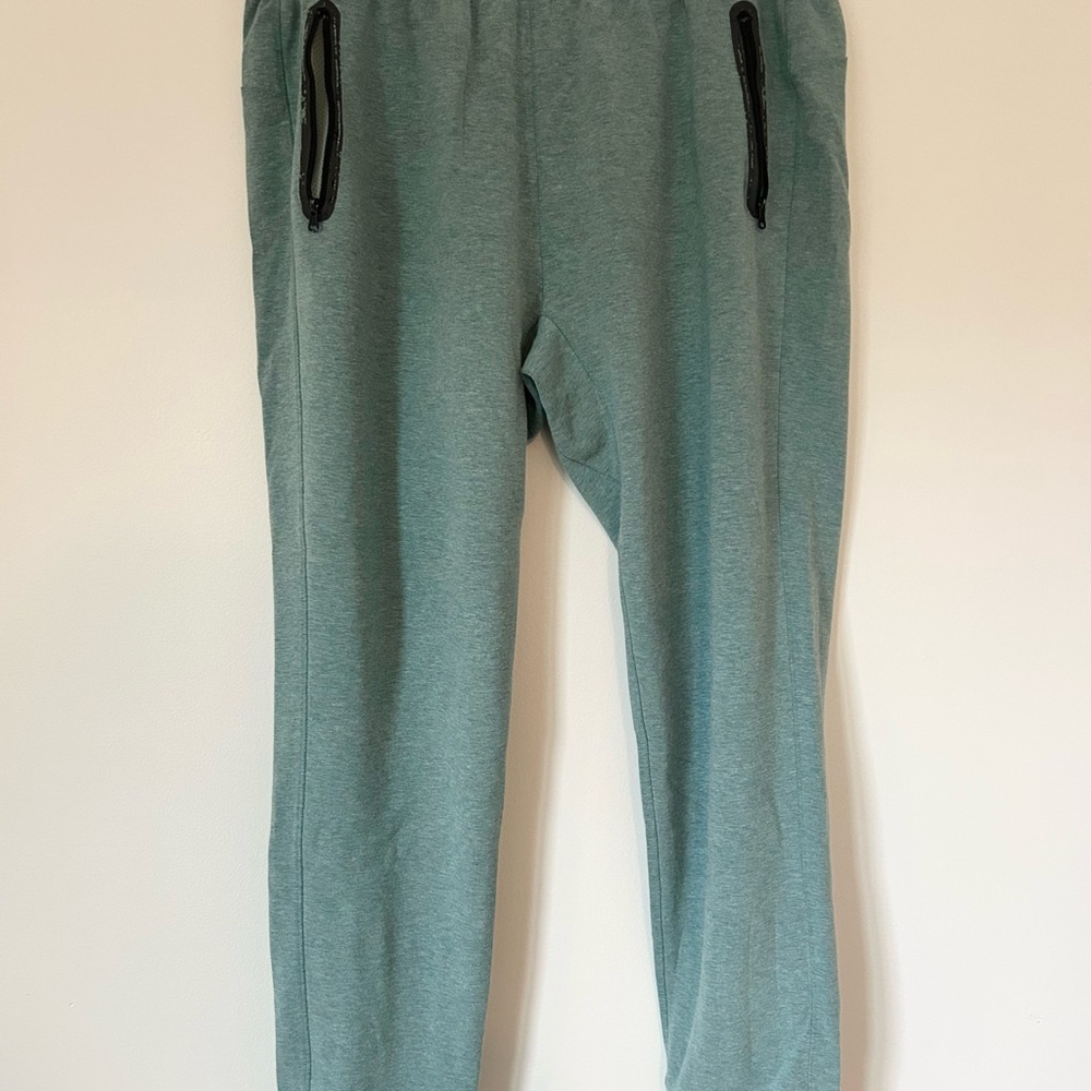 Green Jogger Pants with Black Zipper Pockets